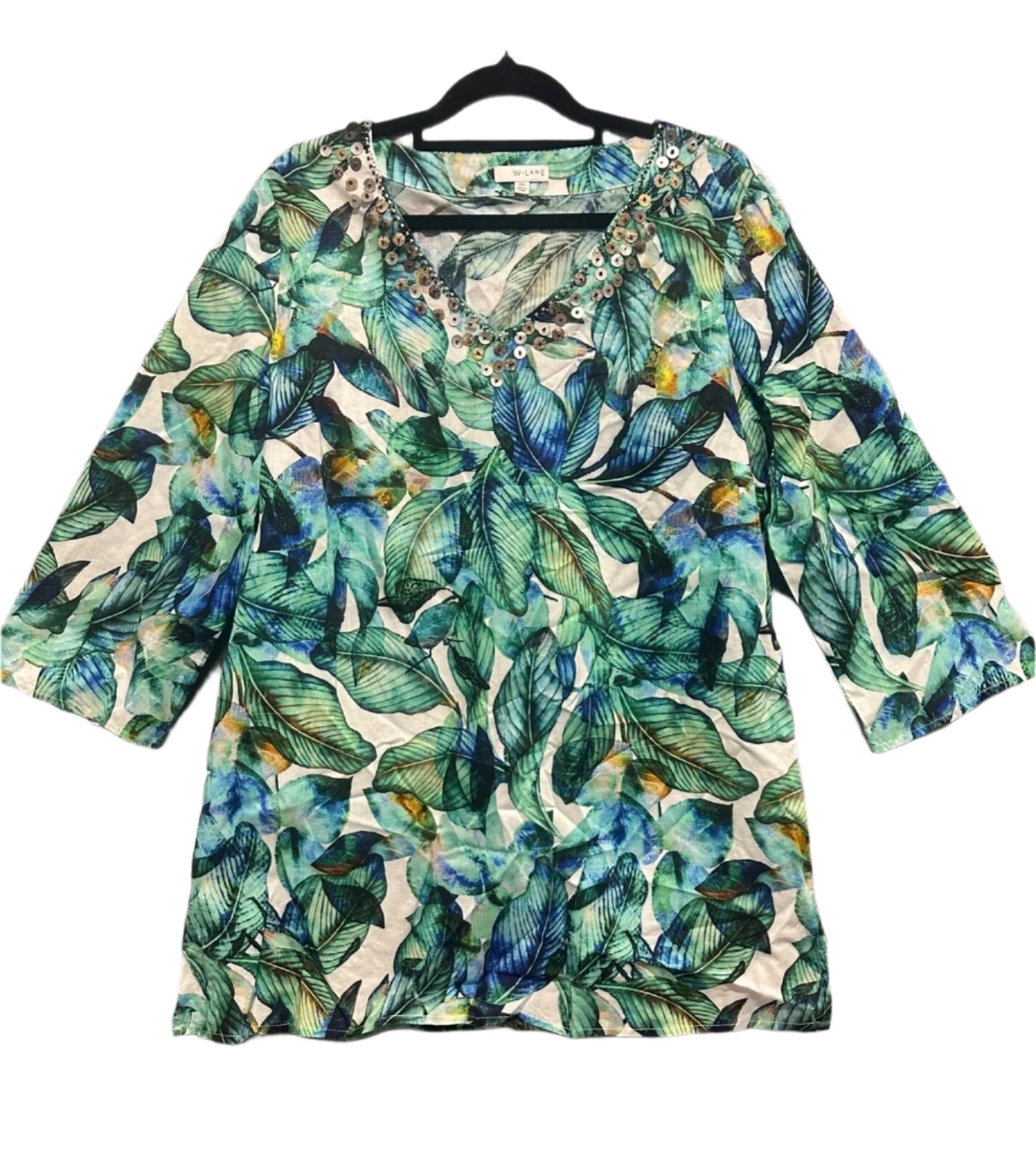 W Lane - Green Pattern Floral Top