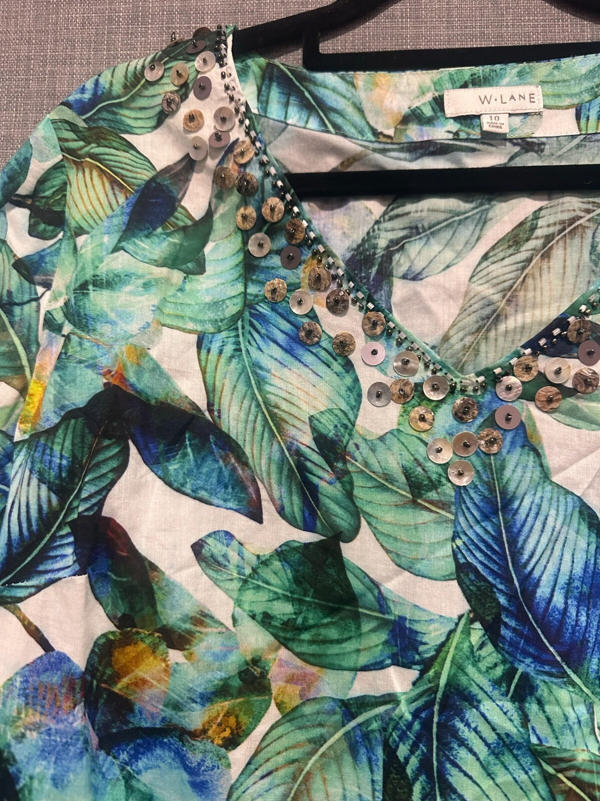 W Lane - Green Pattern Floral Top