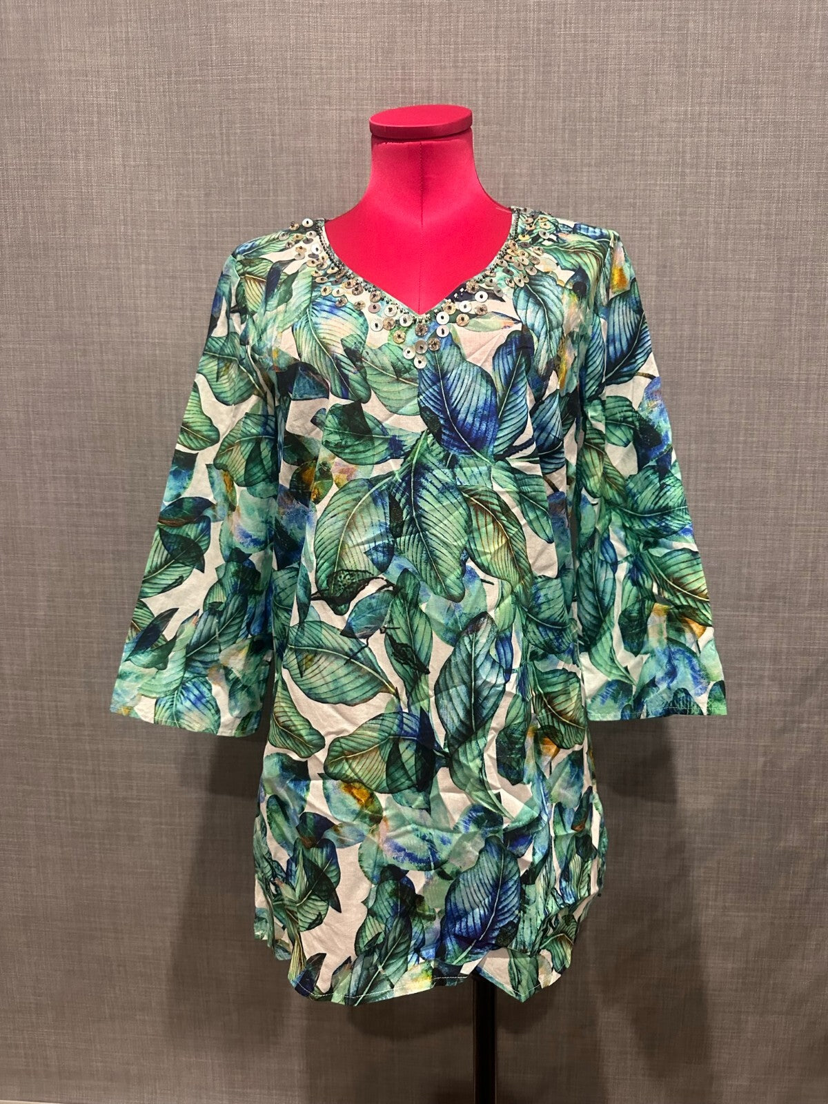 W Lane - Green Pattern Floral Top