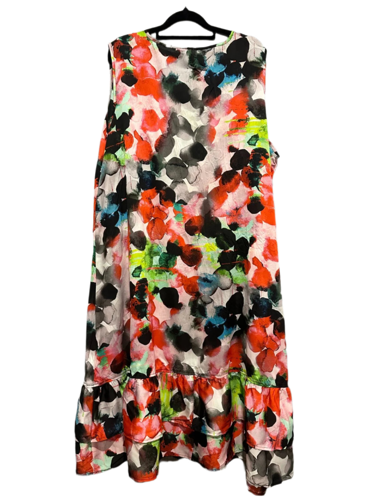 Taking Shape - Watercolor Sleeveless Maxi Dress with Ruffle Hem
