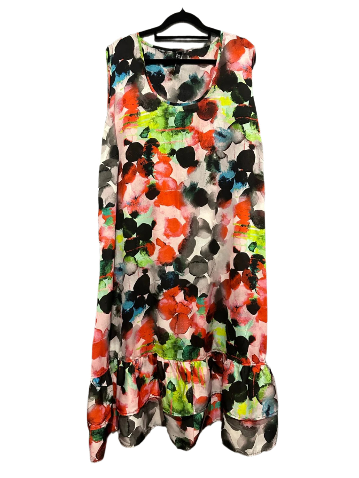 Taking Shape - Watercolor Sleeveless Maxi Dress with Ruffle Hem