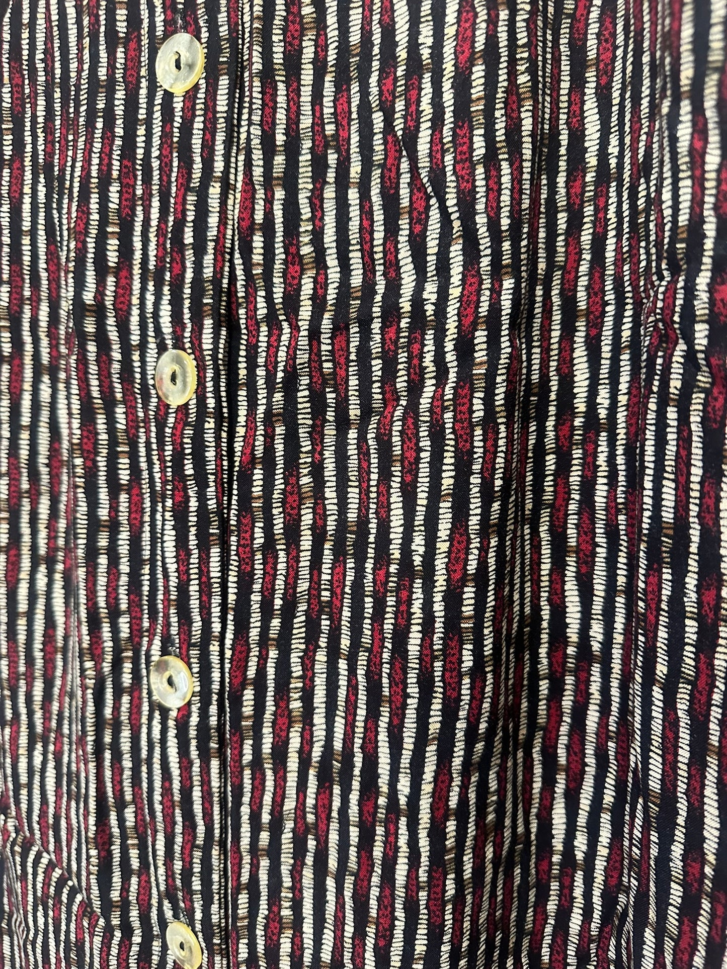 Loving Dimensions - Vintage Style Button-Front Midi Skirt with Stripe Pattern
