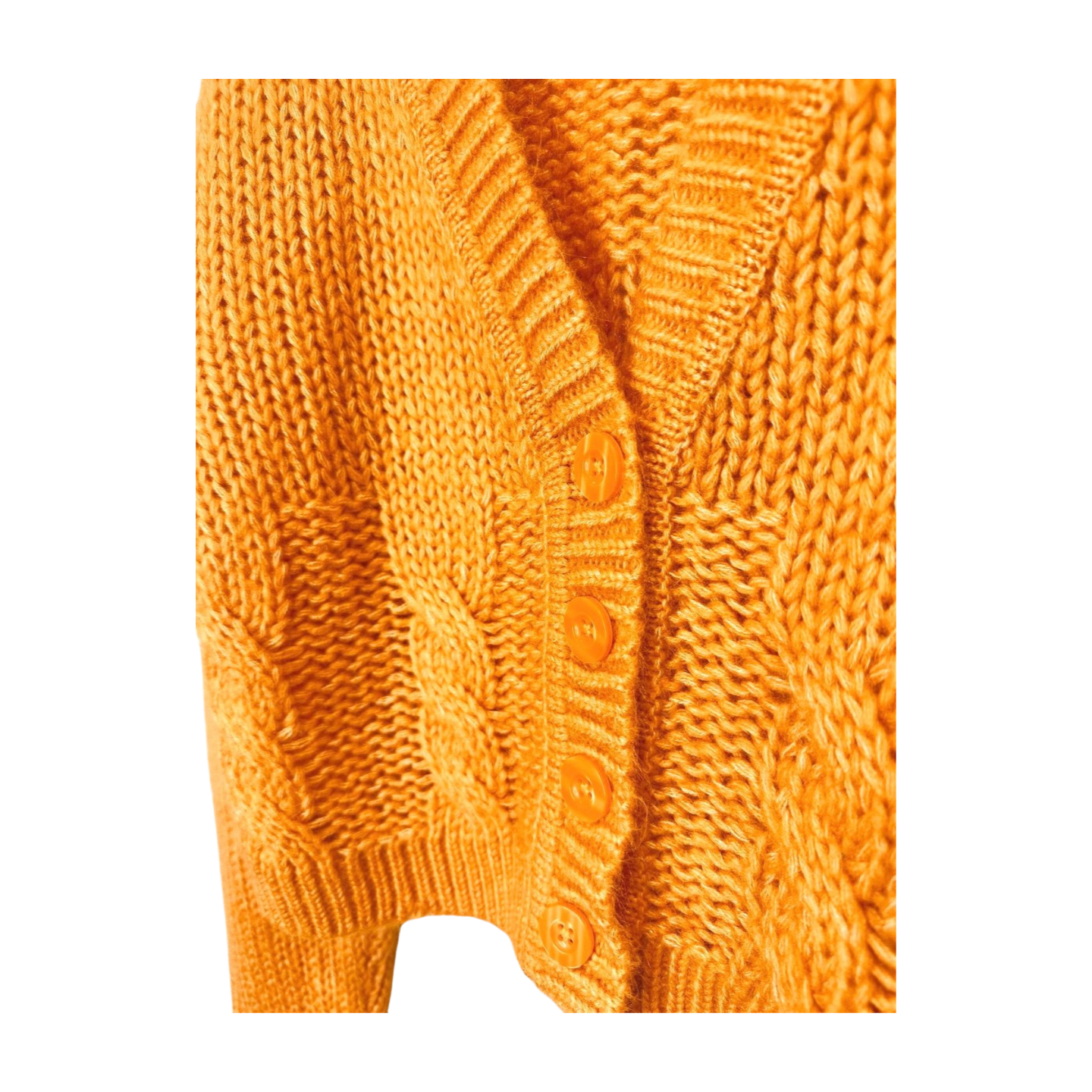 Dazie - Cropped Orange Cable Knit Cardigan