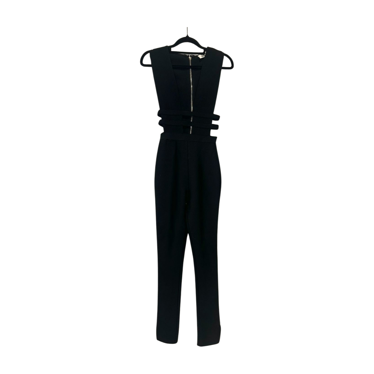Tiger Mist - Structured Black Jumpsuit with V Neck Front