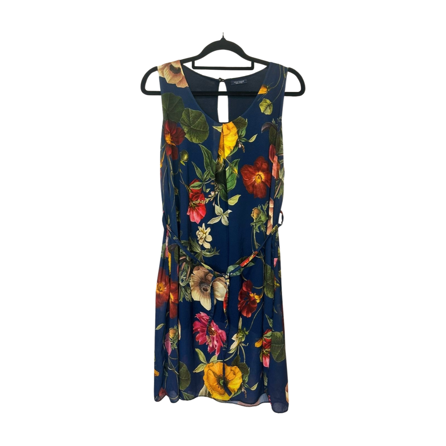 Blue Sand - Navy Floral Sleeveless Dress with Tie Waist