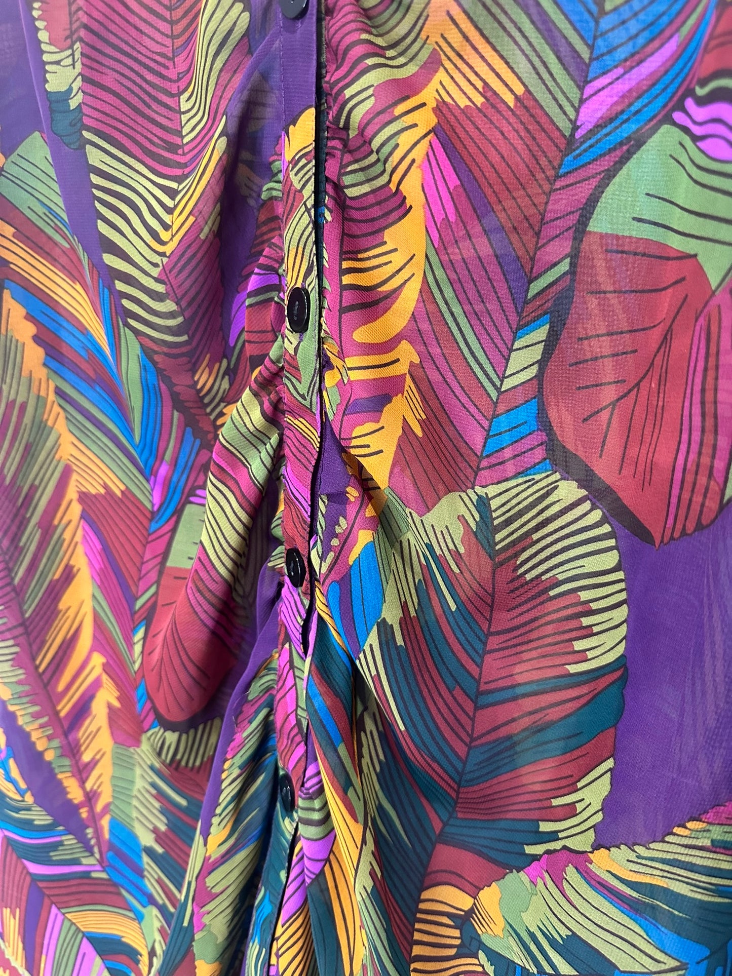 Taking Shape - Sheer Multicolour Feather-Print Kaftan