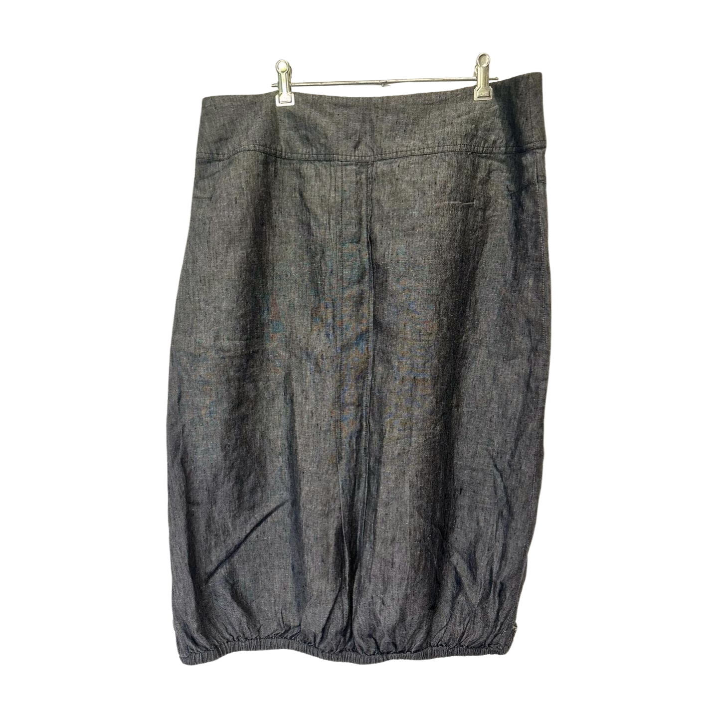Flower - Charcoal Sculpted Linen Skirt with Asymmetric Drape