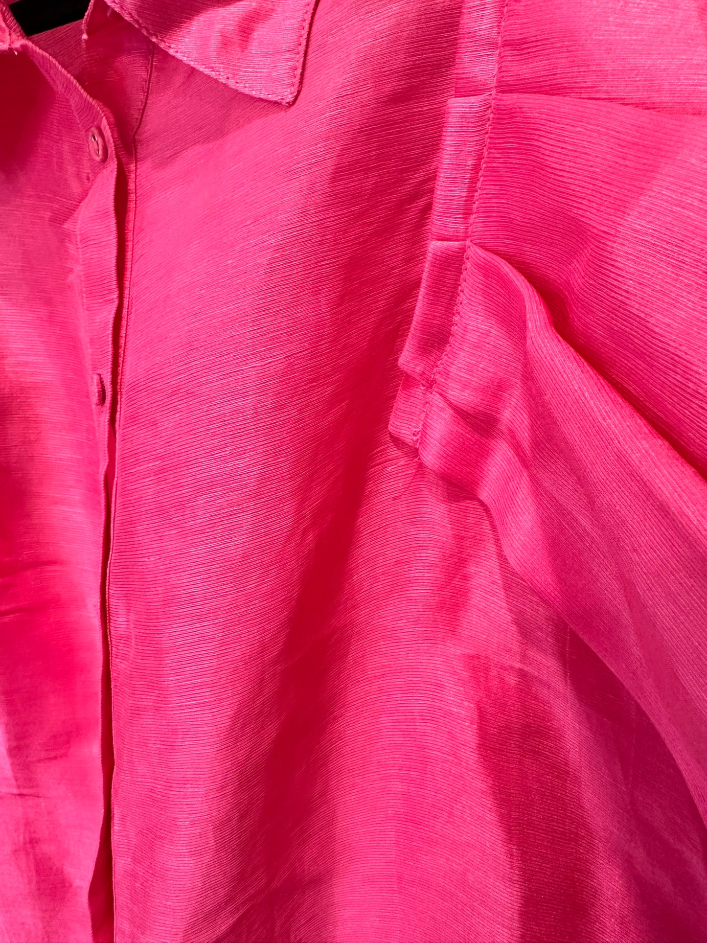 Aureta - Hot Pink Structured Ruffle Sleeve Shirt
