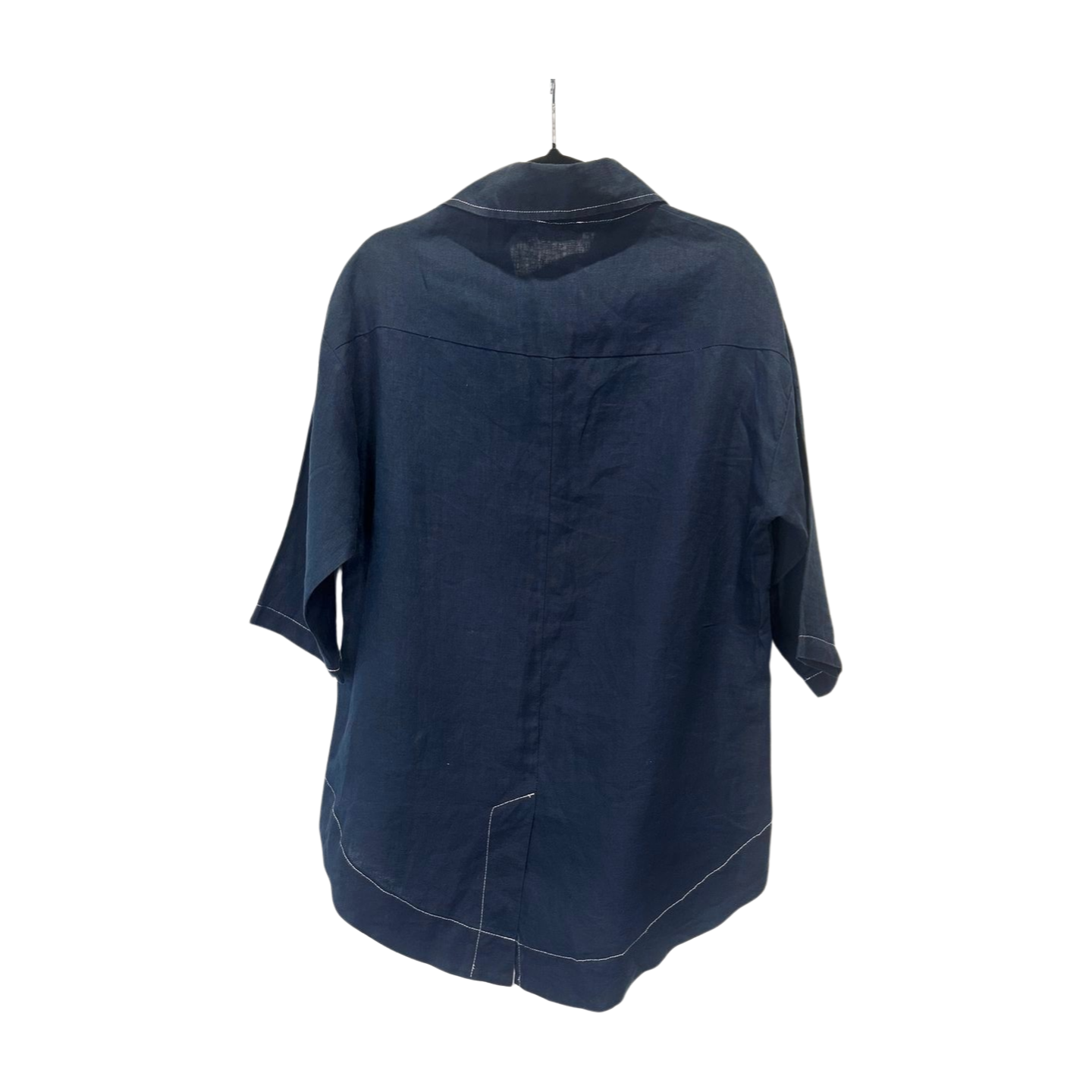 Joey - Navy Linen Stitch Detail Shirt