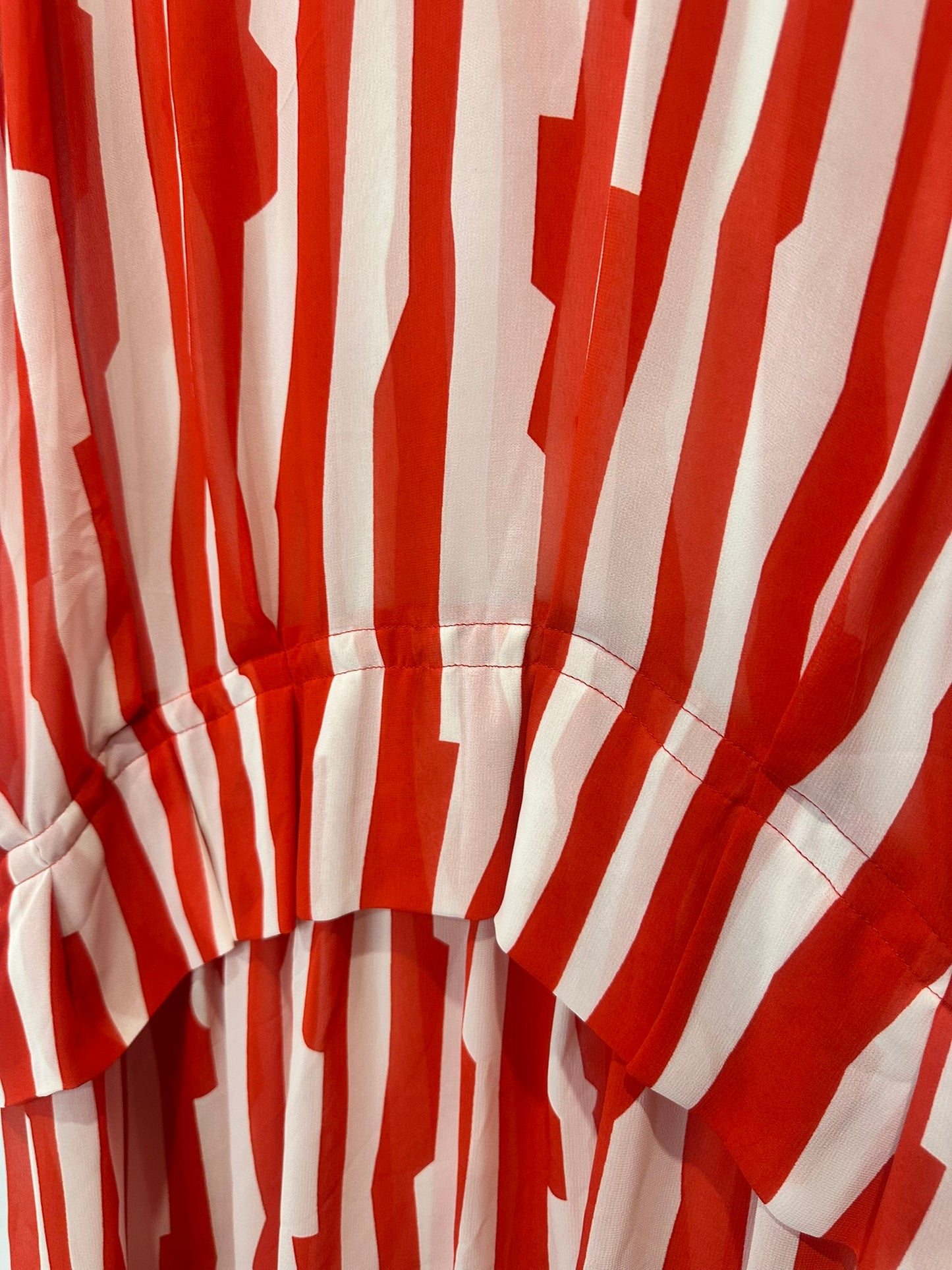 Demgirl - Red & White Sleeveless Stripe Dress