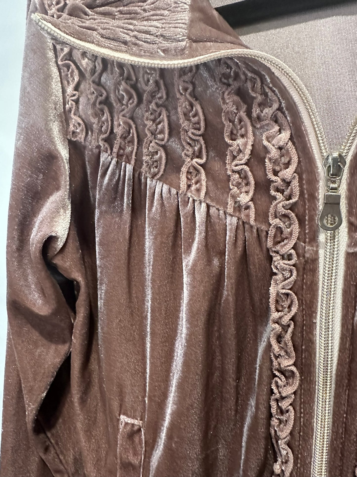Vintage Velour Zip Jacket in Dusty Rose