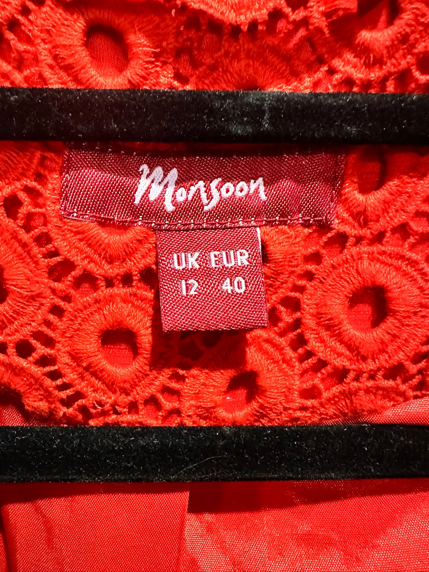 Monsoon Red Guipure Lace Jacket