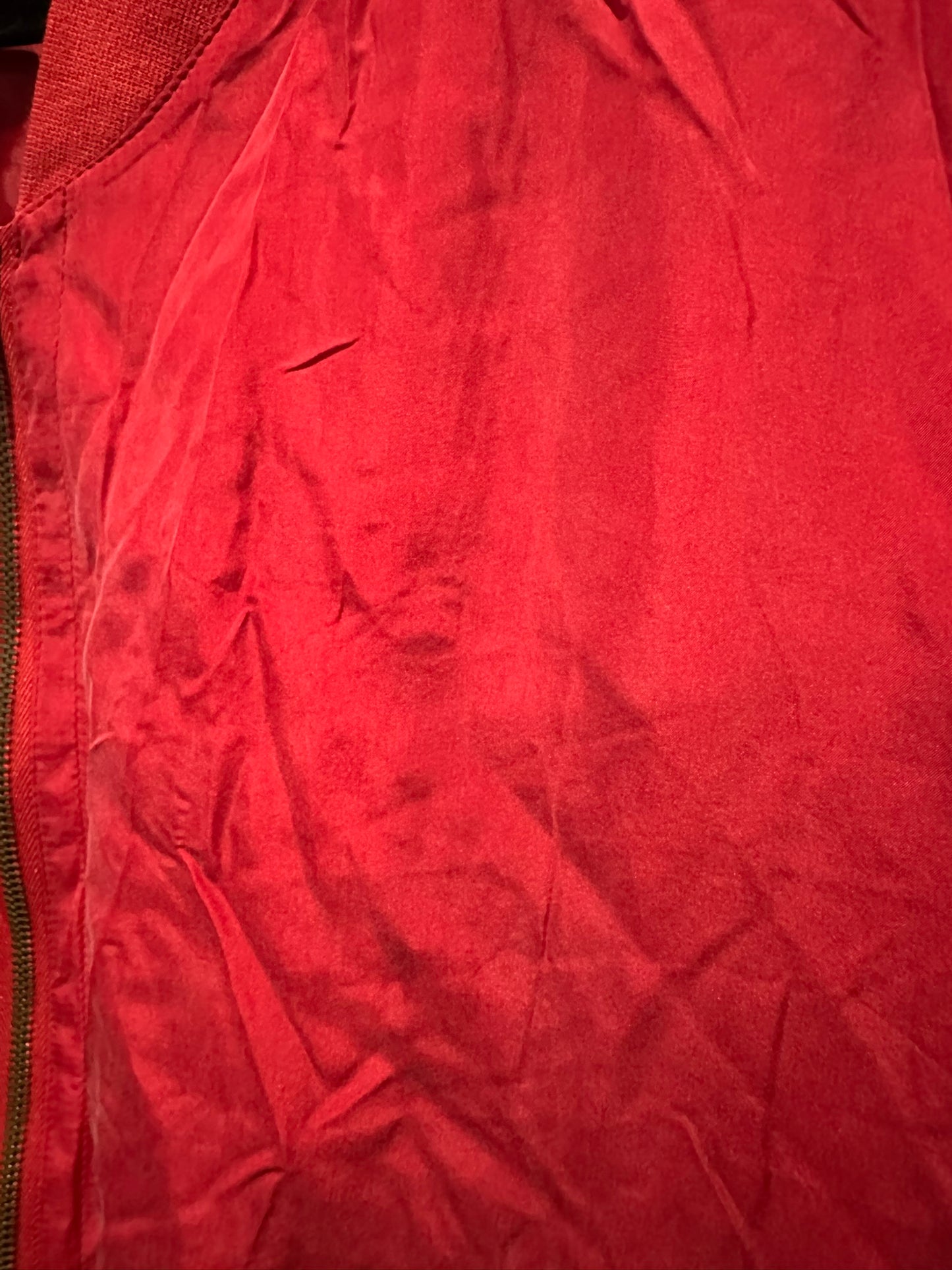 Vintage Red Silk Bomber Jacket