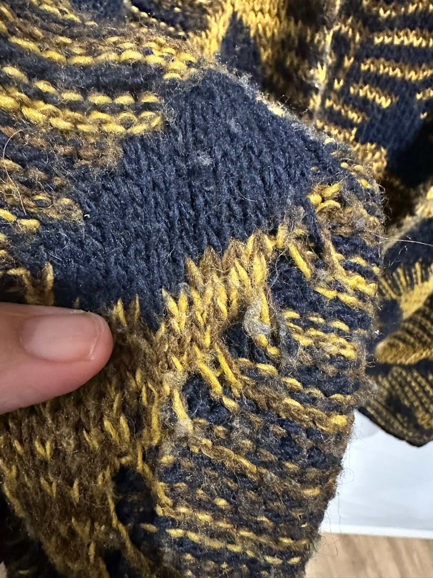 Made in Italy Knit Cardigan – Navy & Mustard Abstract