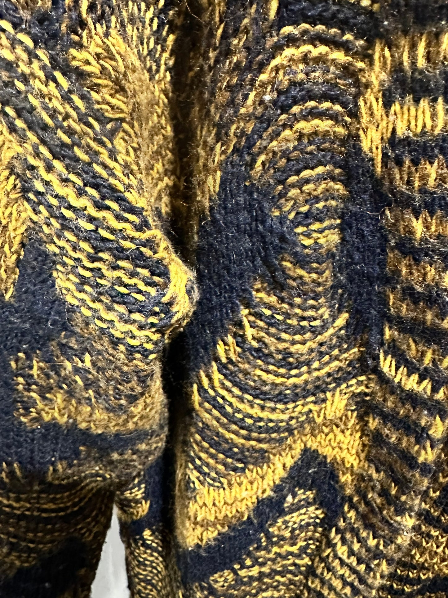 Made in Italy Knit Cardigan – Navy & Mustard Abstract
