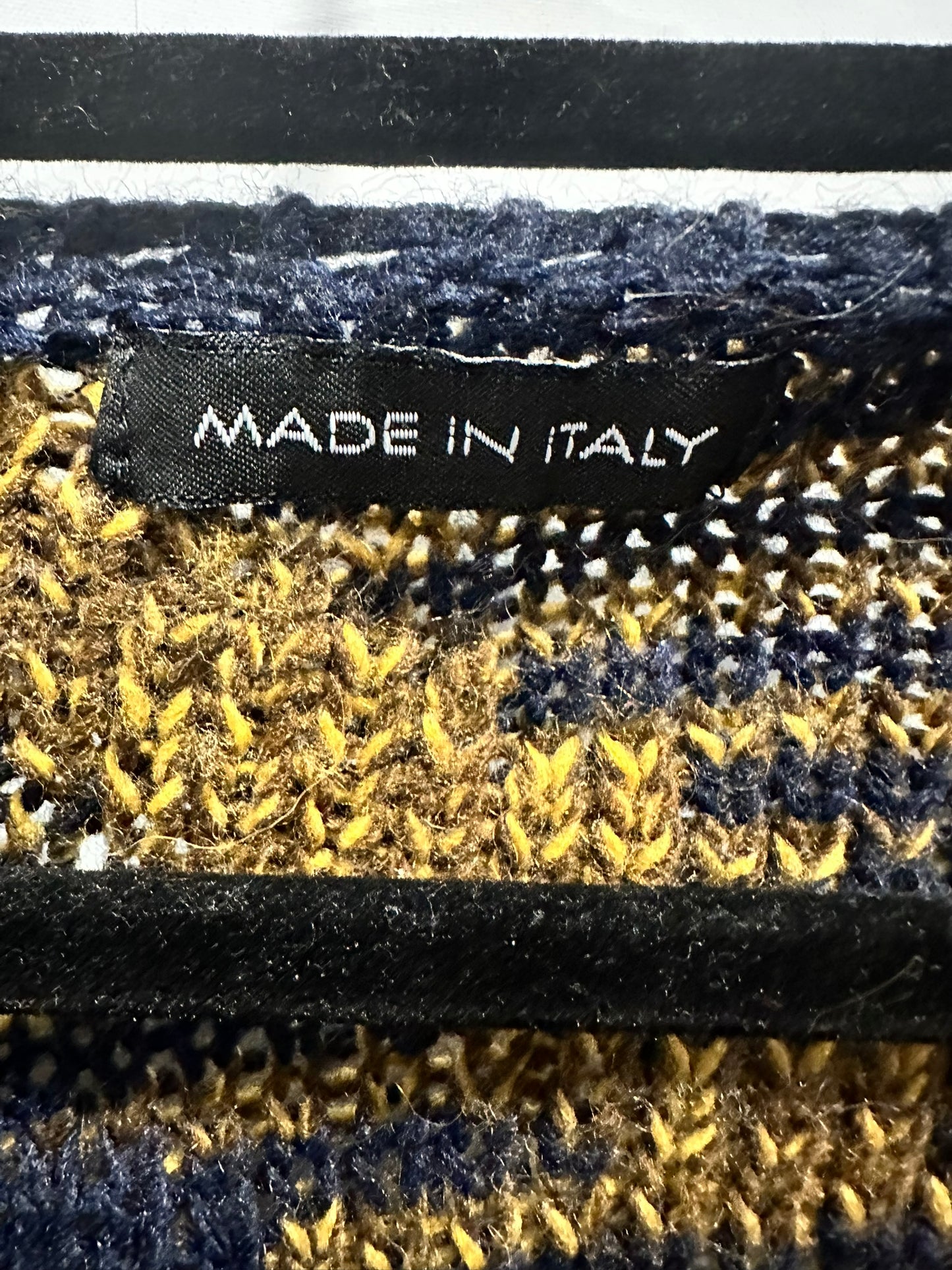 Made in Italy Knit Cardigan – Navy & Mustard Abstract