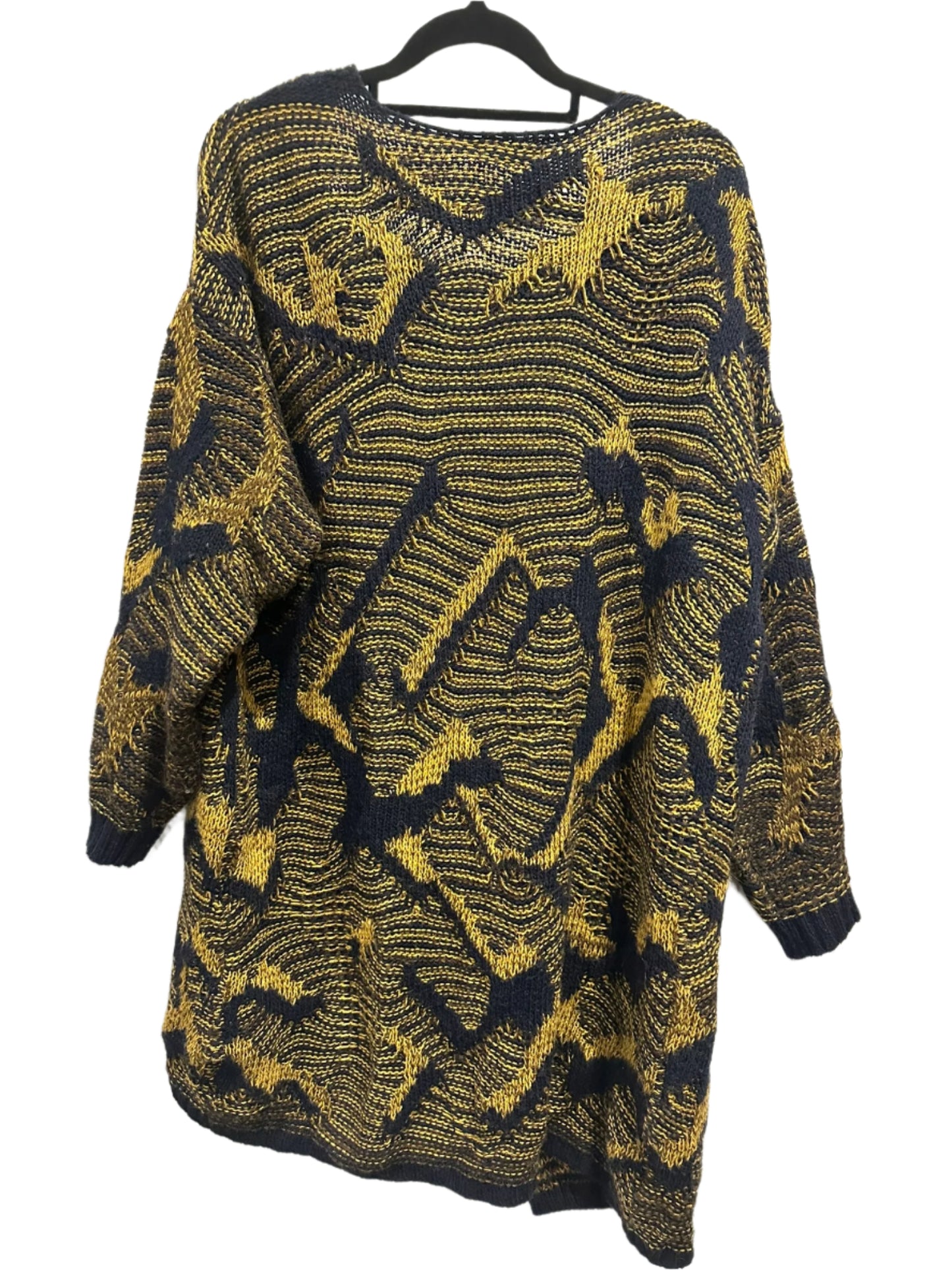 Made in Italy Knit Cardigan – Navy & Mustard Abstract