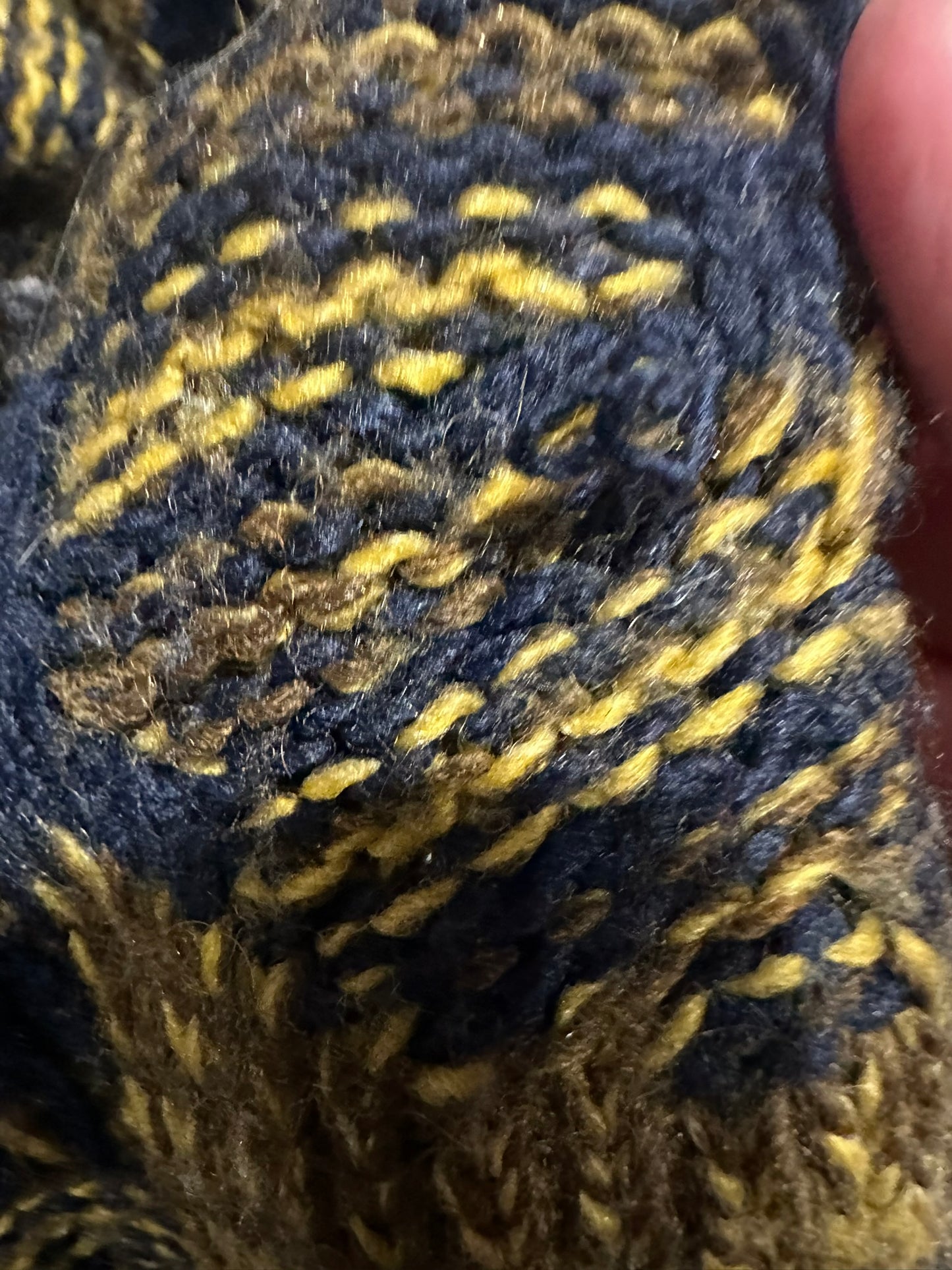 Made in Italy Knit Cardigan – Navy & Mustard Abstract