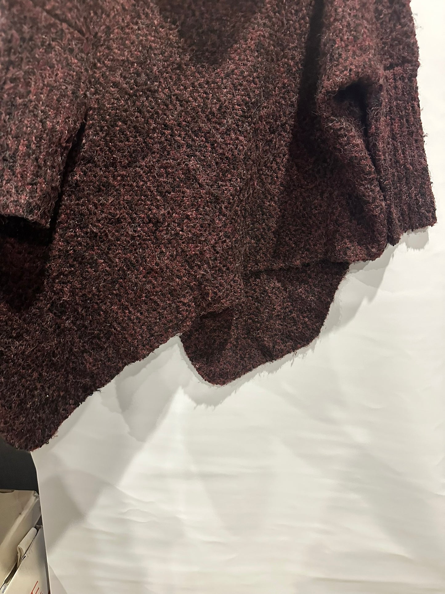 JJ Sisters Maroon & Black Bouclé Knit Poncho Jumper