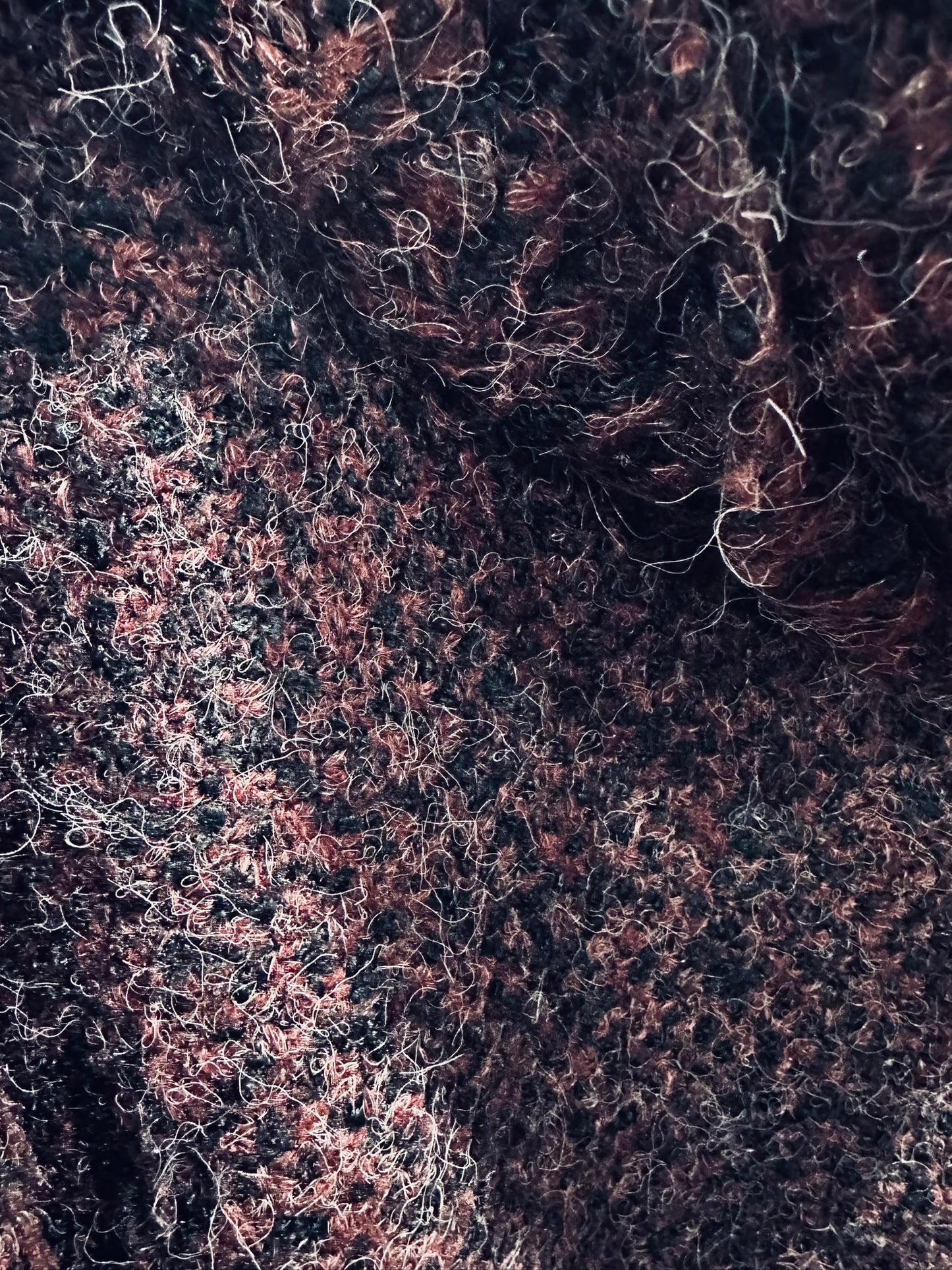 JJ Sisters Maroon & Black Bouclé Knit Poncho Jumper