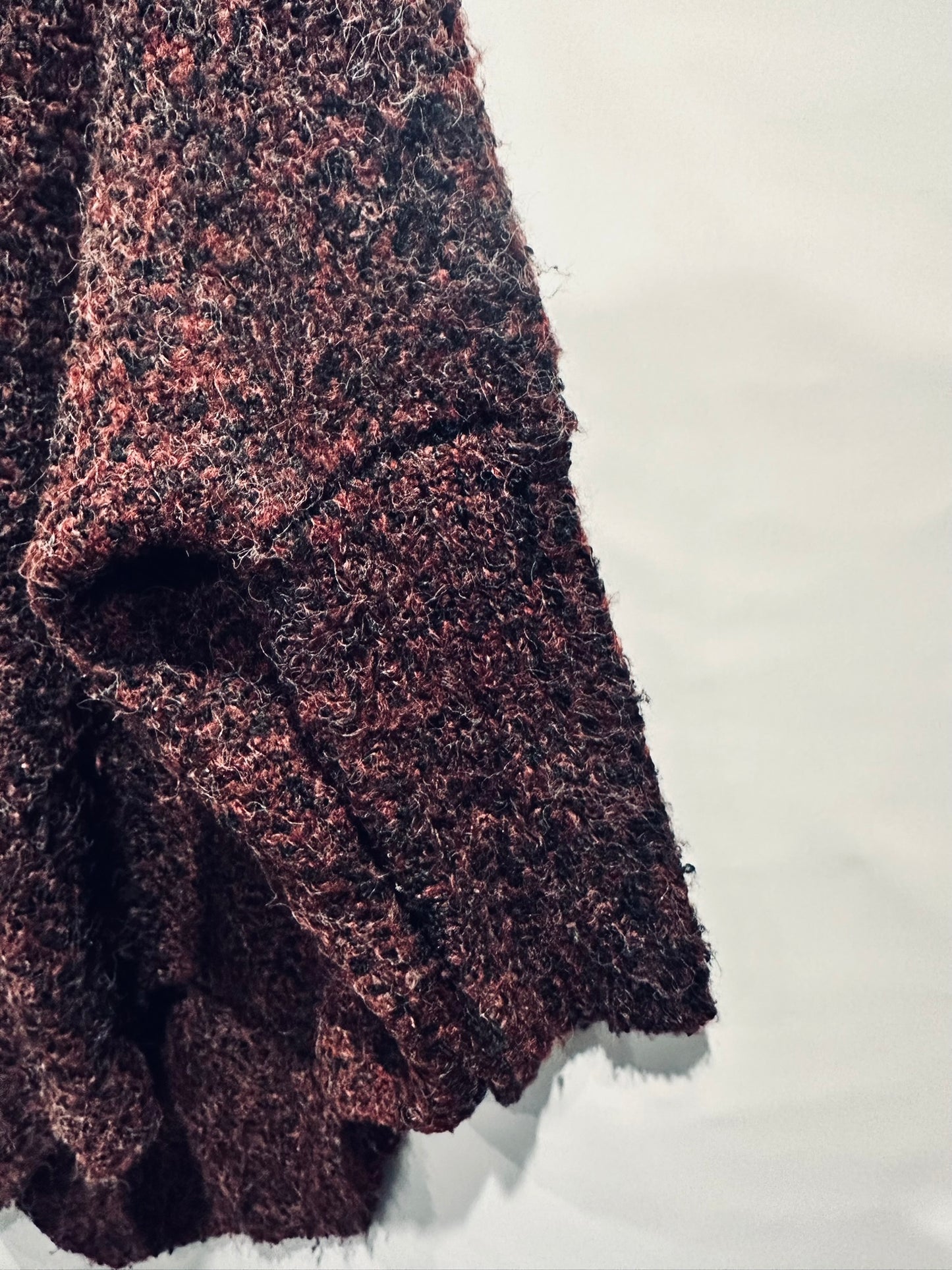 JJ Sisters Maroon & Black Bouclé Knit Poncho Jumper