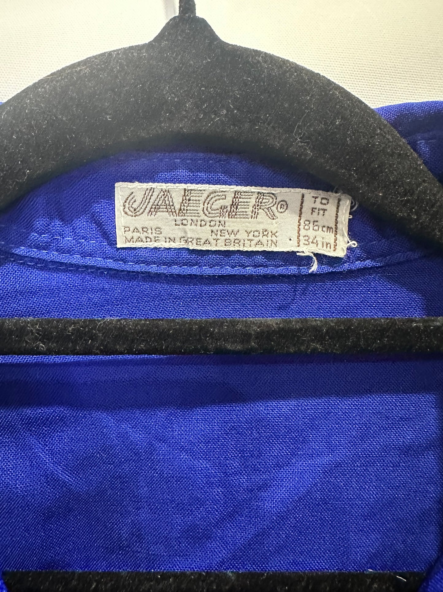 Jaeger Vintage Royal Blue Pintuck Wool Blouse