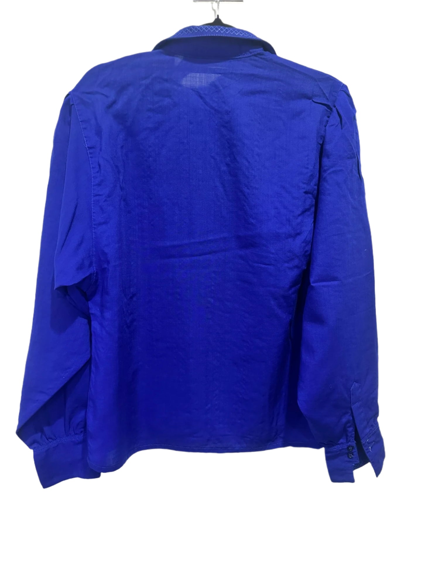 Jaeger Vintage Royal Blue Pintuck Wool Blouse