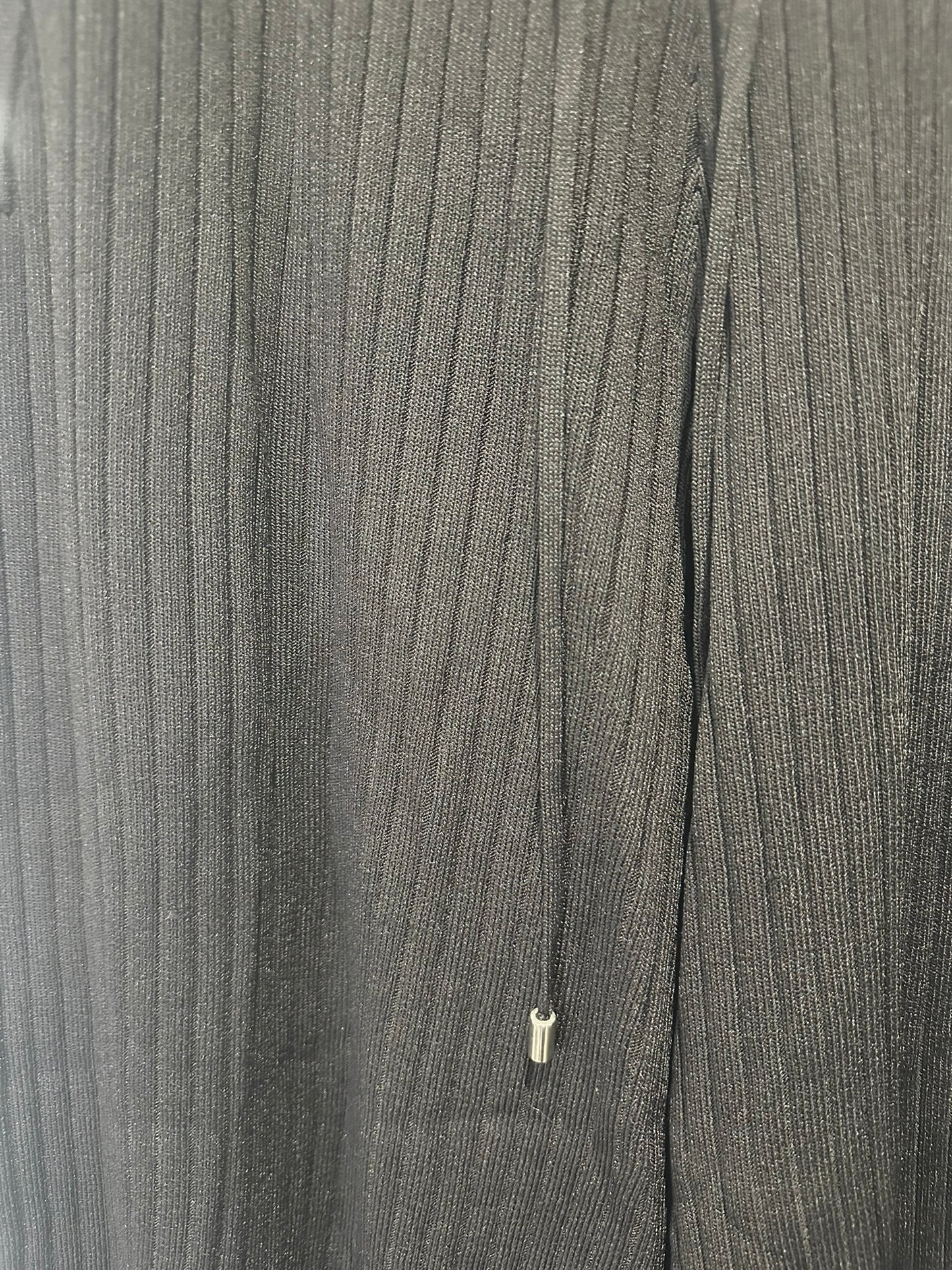 Karen Millen Black Ribbed Wide-Leg Knit Pants