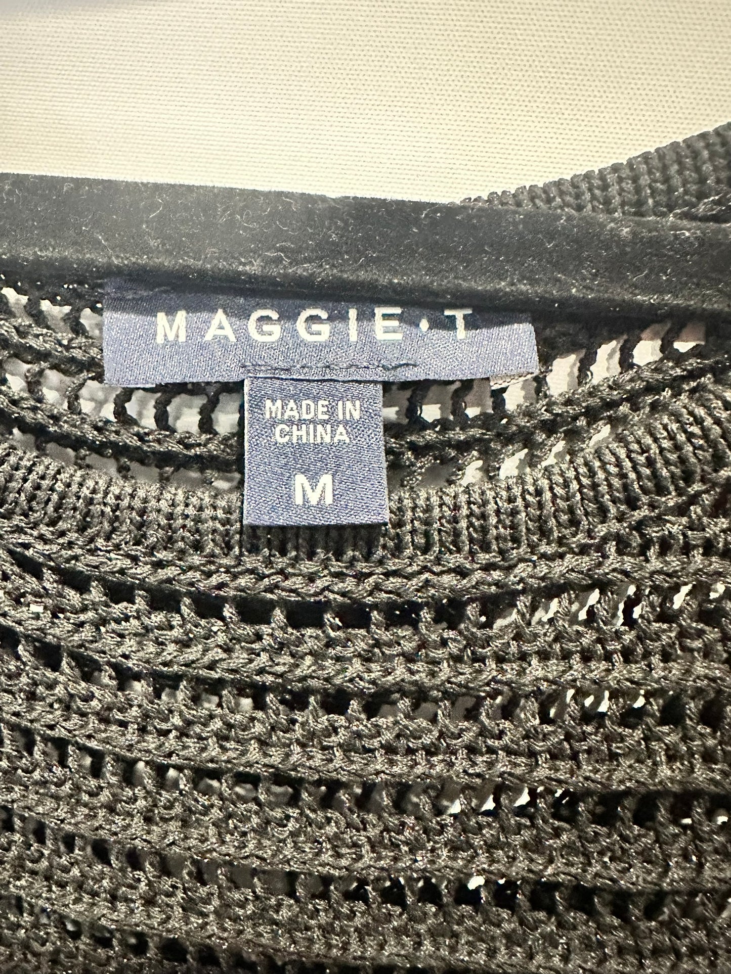 MAGGIE T black open knit tunic