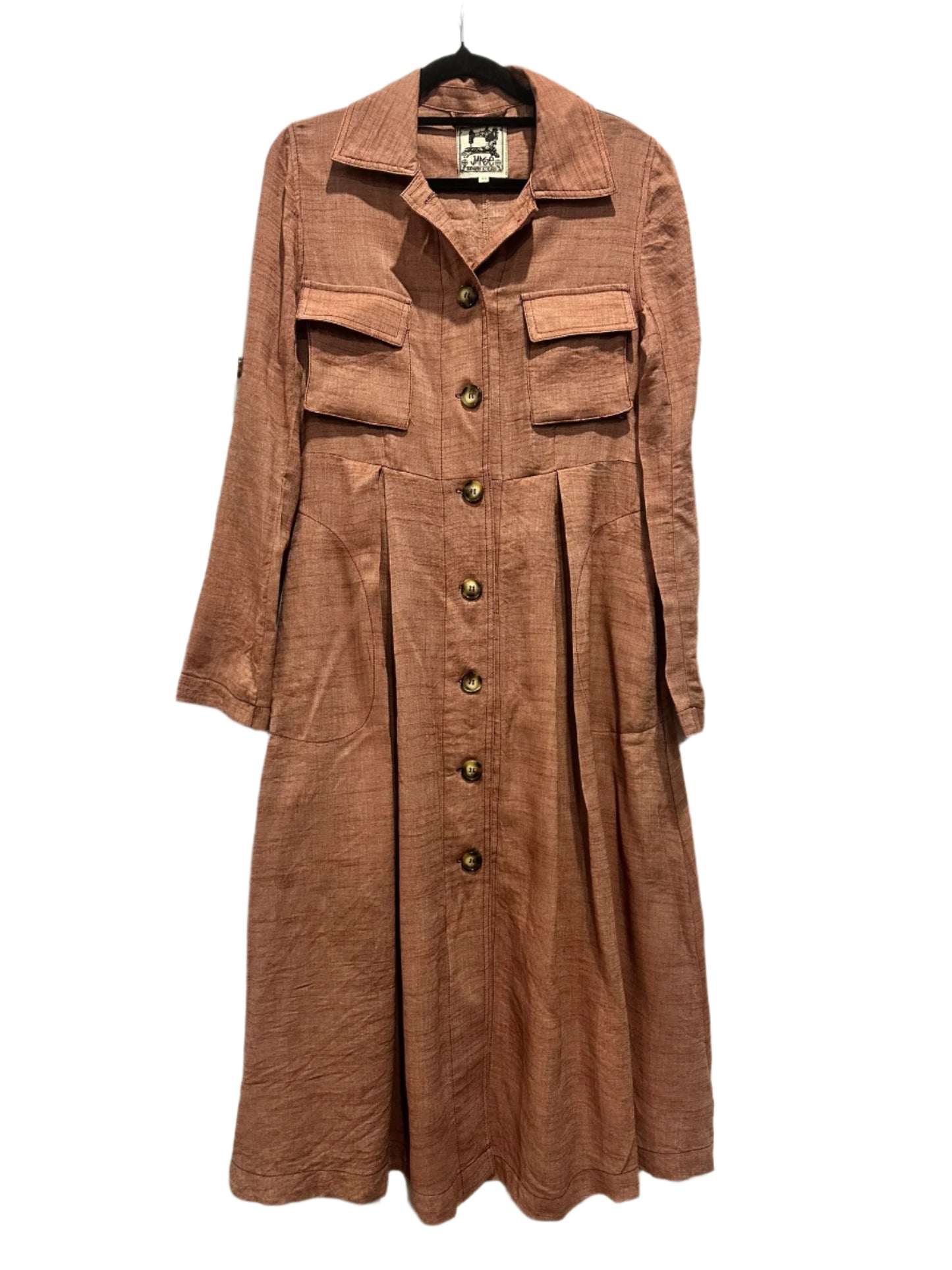 Janse Rust Linen Midi Shirt Dress