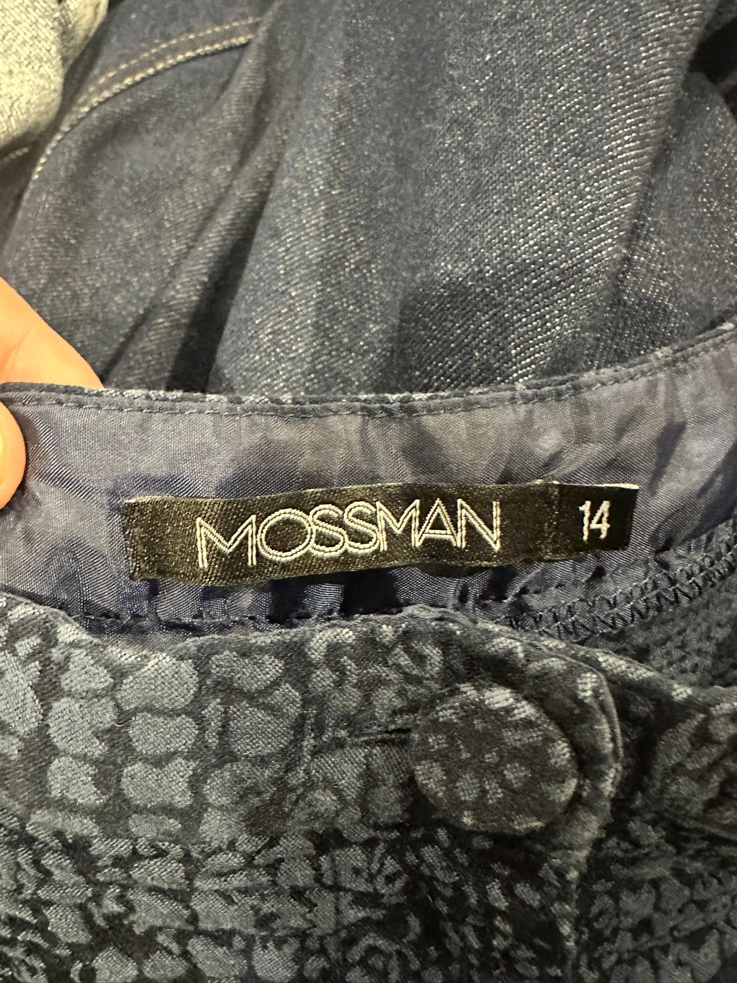 Mossman Textured Navy Jacquard Culottes Shorts