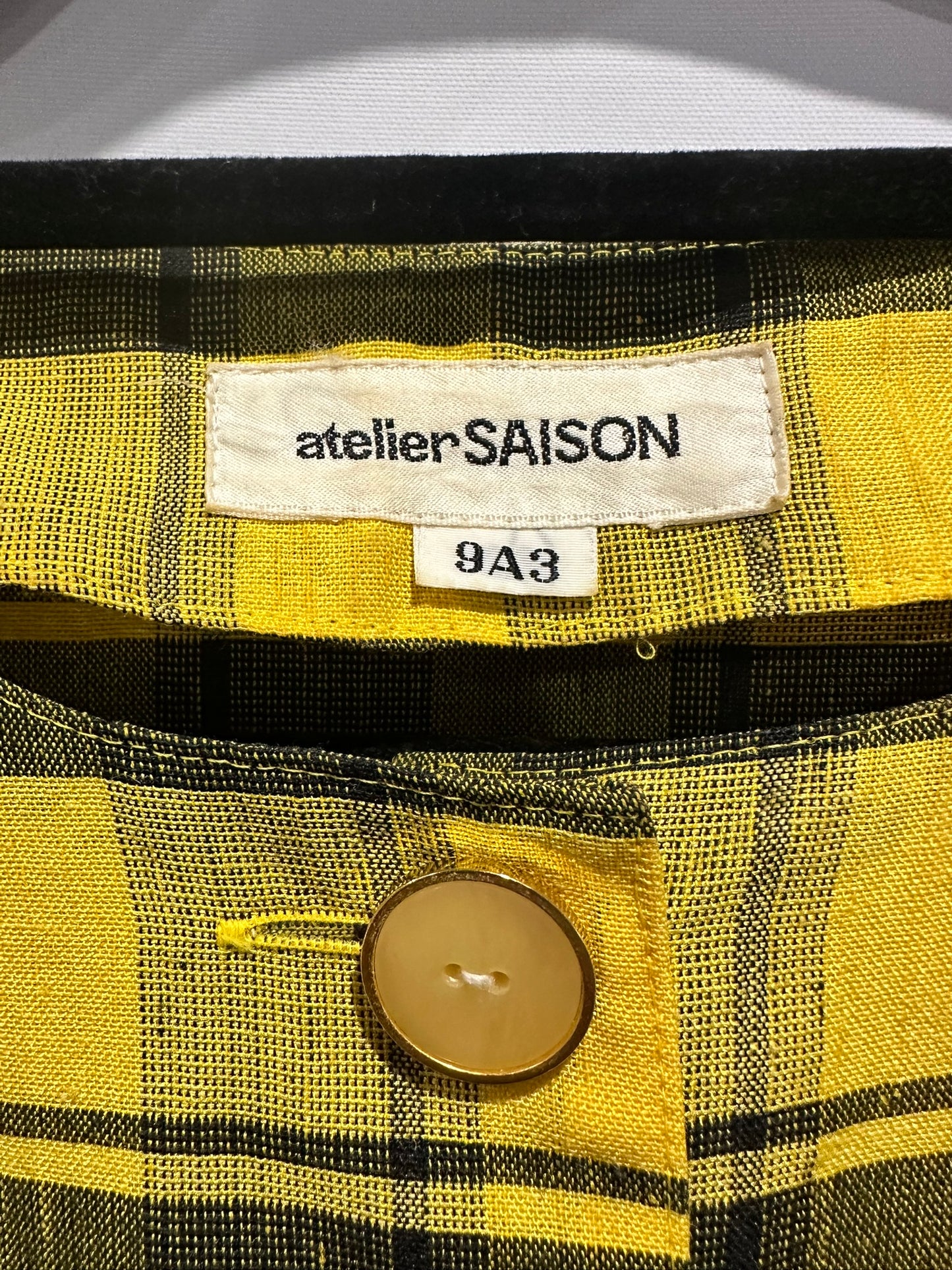 Atelier Saison - Vintage Yellow Plaid Button-Down Dress
