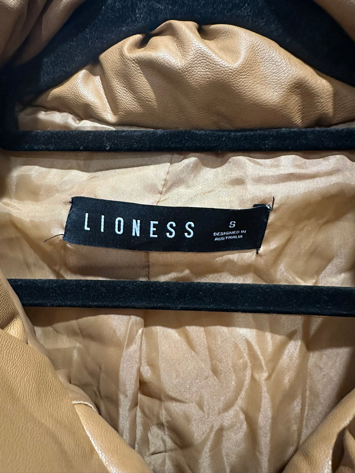 Lioness – Faux Leather Caramel Puffer Jacket