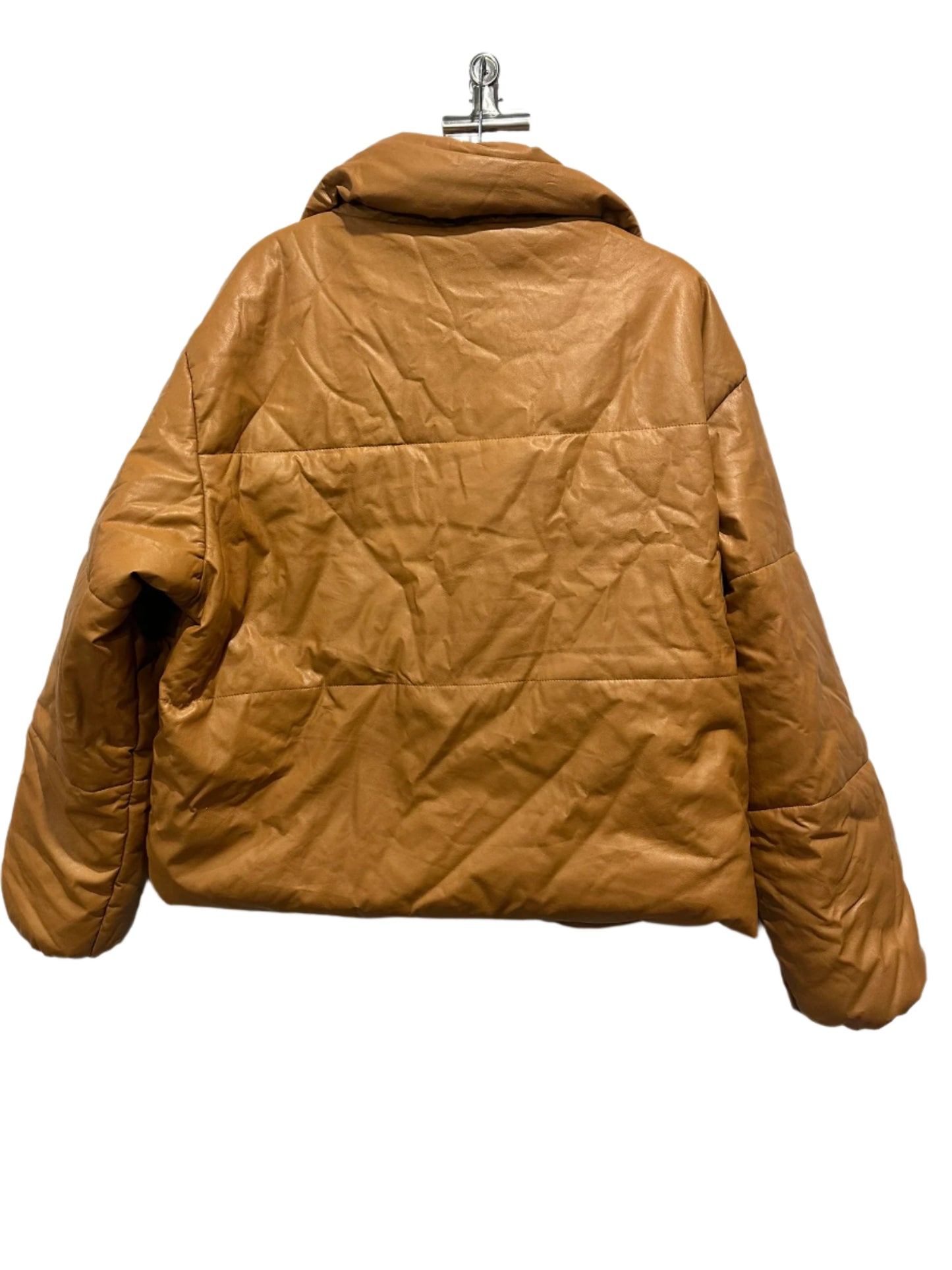 Lioness – Faux Leather Caramel Puffer Jacket