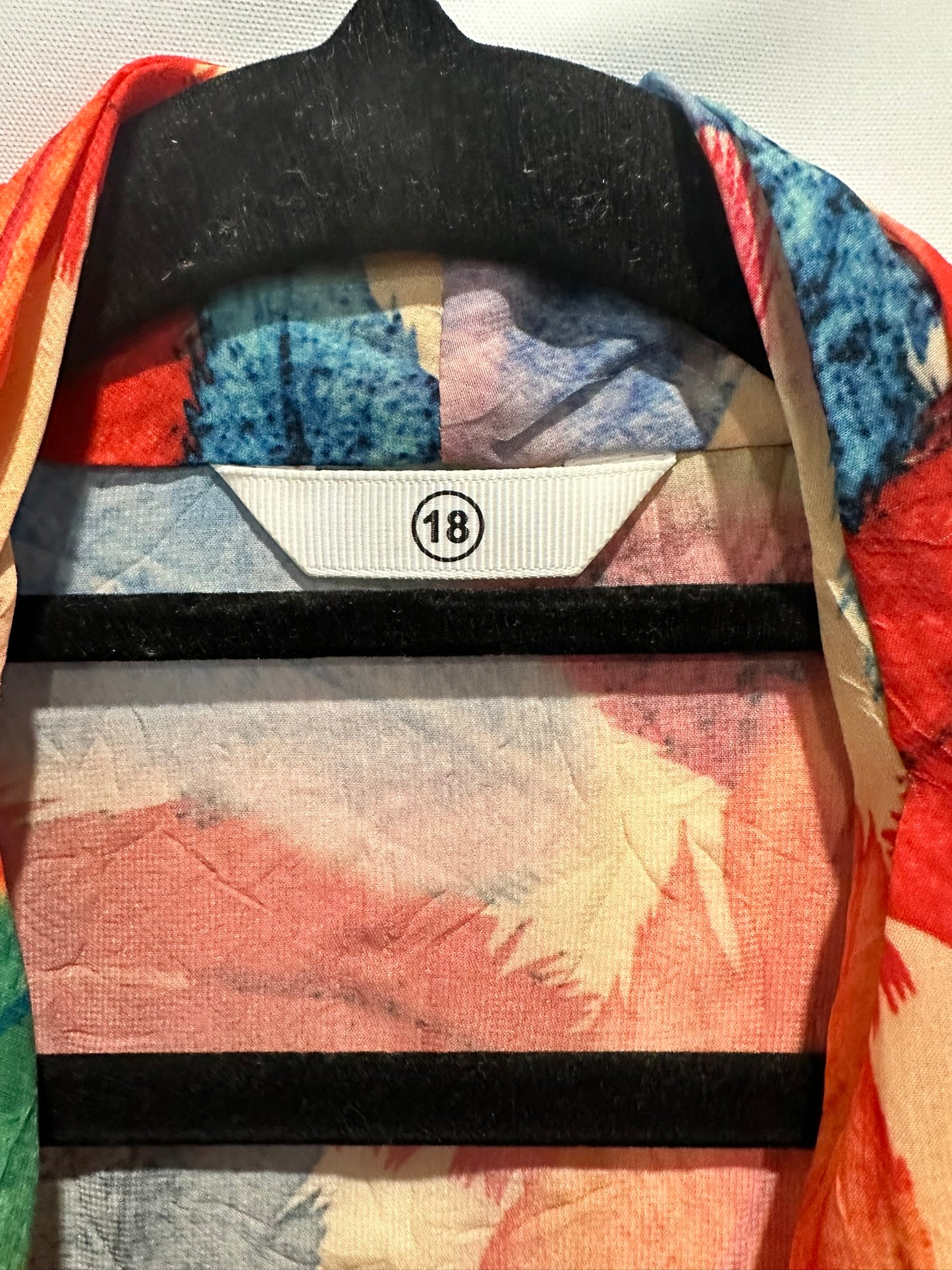 Vibrant Feather Print Sheer Drape Jacket