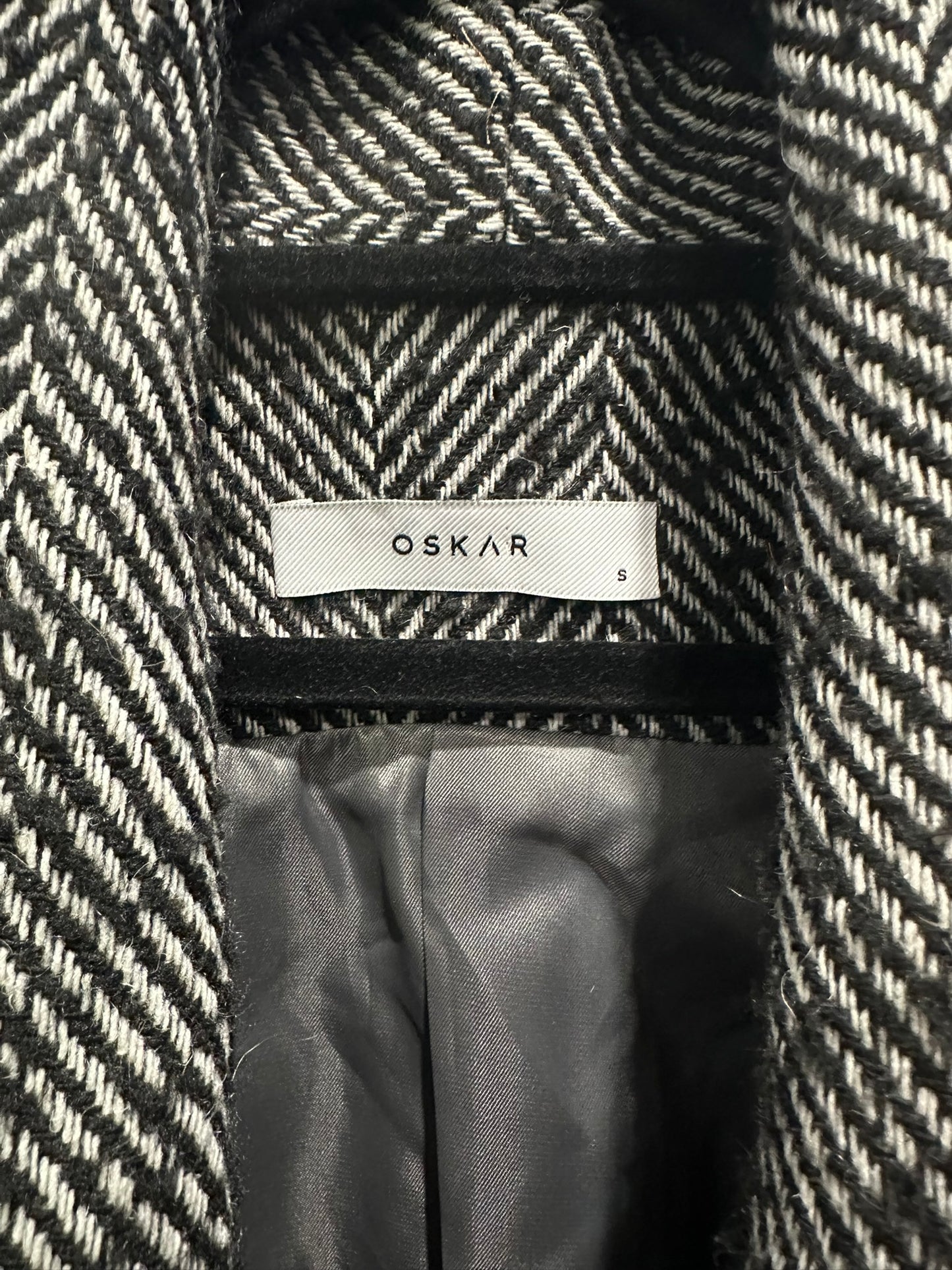 OSKAR – Longline Herringbone Wool-Blend Coat