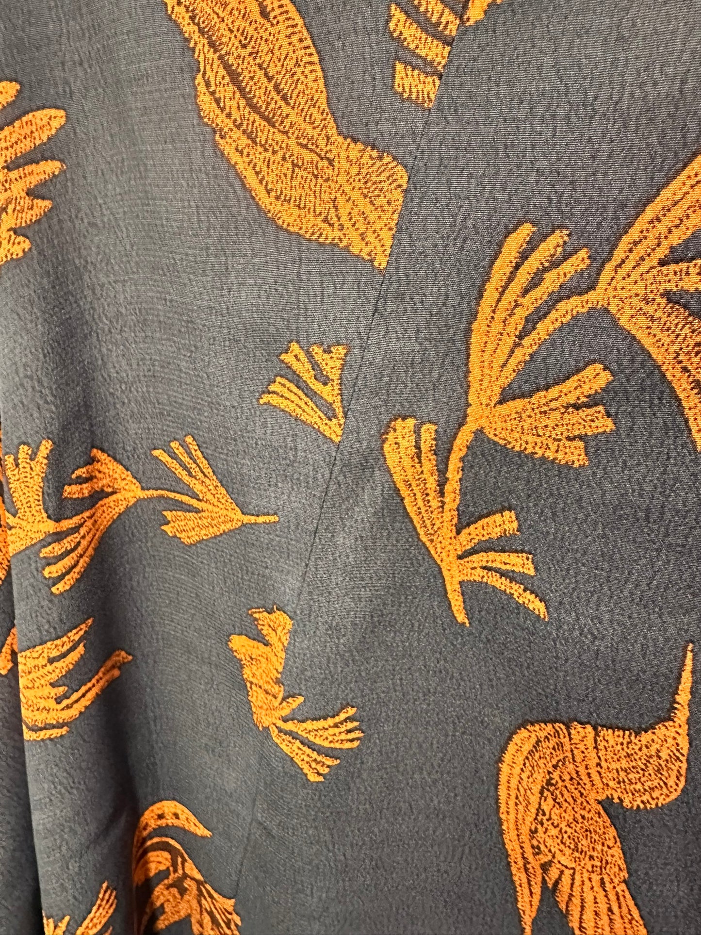 Cable Melbourne – Navy & Orange Bird Print Batwing Top