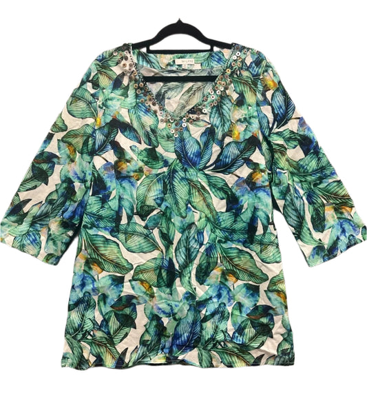W Lane - Green Pattern Floral Top