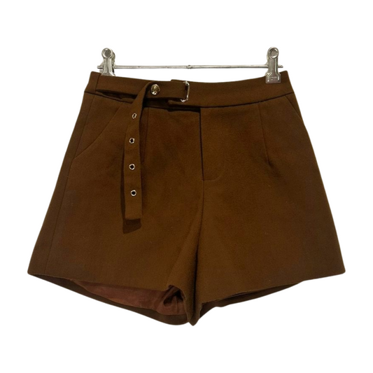 Si Knoch - High-Waisted Tailored Shorts in Chocolate Brown