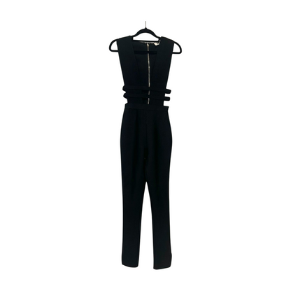 Tiger Mist - Structured Black Jumpsuit with V Neck Front