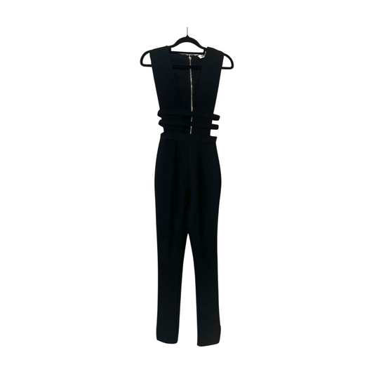 Tiger Mist - Structured Black Jumpsuit with V Neck Front
