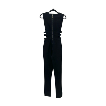 Tiger Mist - Structured Black Jumpsuit with V Neck Front