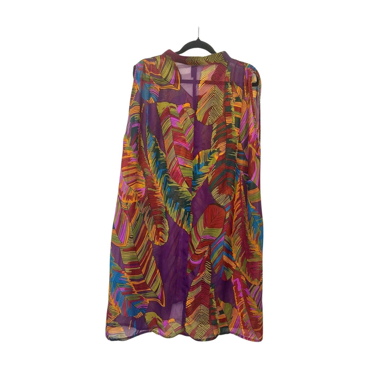 Taking Shape - Sheer Multicolour Feather-Print  Kaftan
