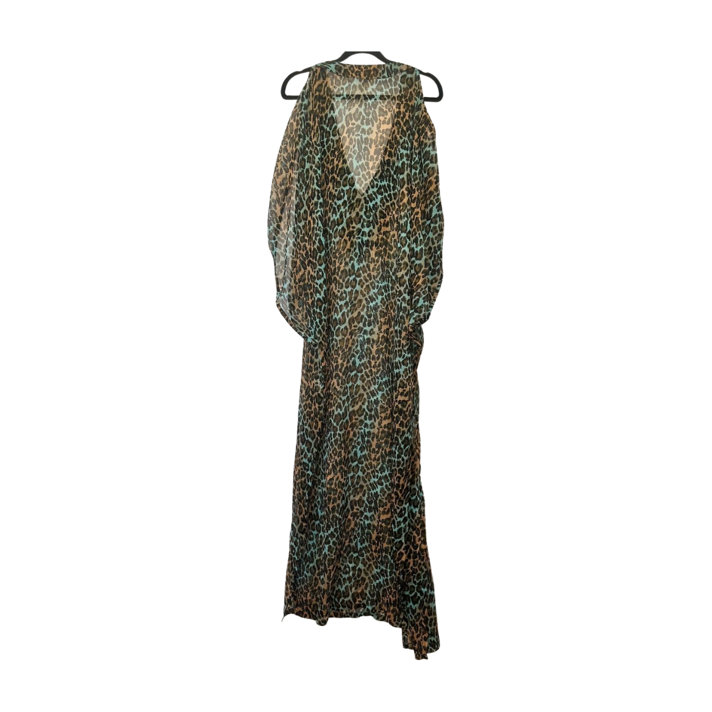 Shanti Butterfly - Animal Print Maxi Kaftan with Black Tassel Trim