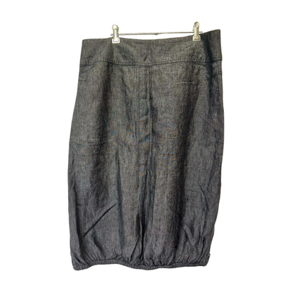Flower - Charcoal Sculpted Linen Skirt with Asymmetric Drape