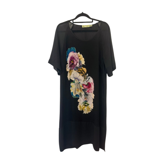 Obi New Zealand - Black Floral Panel Dress