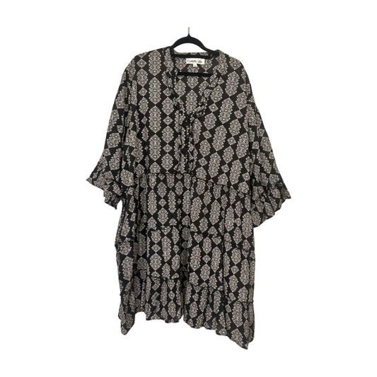 Curvaceous - Black Diamond Print Boho Dress