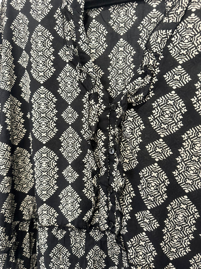 Curvaceous - Black Diamond Print Boho Dress