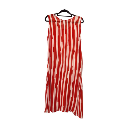 Demgirl - Red & White Sleeveless Stripe Dress