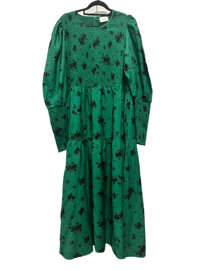 Gestuz Green Smocked Floral Midi Dress